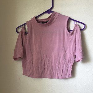 Loose pink top with shoulder cut outs